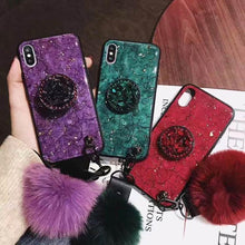 Load image into Gallery viewer, Hair Ball Airbag Bracket Diamond Huawei iPhone Samsung Case
