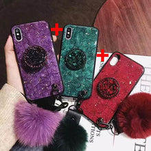 Load image into Gallery viewer, Hair Ball Airbag Bracket Diamond Huawei iPhone Samsung Case