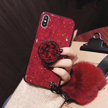 Load image into Gallery viewer, Hair Ball Airbag Bracket Diamond Huawei iPhone Samsung Case