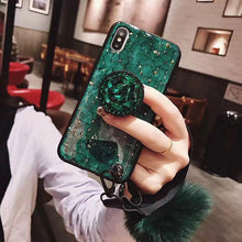 Load image into Gallery viewer, Hair Ball Airbag Bracket Diamond iPhone Case