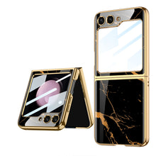 Load image into Gallery viewer, Electroplating Ring Holder Drop-proof Phone Case With Back Screen Protector For Samsung Galaxy Z Flip5 Flip4 Flip3 - mycasety2023 Mycasety