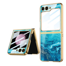 Load image into Gallery viewer, Electroplating Ring Holder Drop-proof Phone Case With Back Screen Protector For Samsung Galaxy Z Flip5 Flip4 Flip3 - mycasety2023 Mycasety