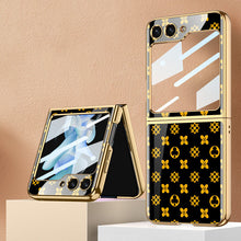 Load image into Gallery viewer, Electroplating Ring Holder Drop-proof Phone Case With Back Screen Protector For Samsung Galaxy Z Flip5 Flip4 Flip3 - mycasety2023 Mycasety