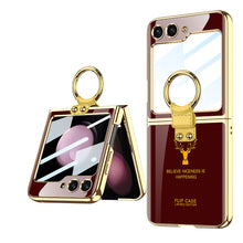 Load image into Gallery viewer, Electroplating Ring Holder Drop-proof Phone Case With Back Screen Protector For Samsung Galaxy Z Flip5 Flip4 Flip3 - mycasety2023 Mycasety
