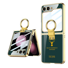 Load image into Gallery viewer, Electroplating Ring Holder Drop-proof Phone Case With Back Screen Protector For Samsung Galaxy Z Flip5 Flip4 Flip3 - mycasety2023 Mycasety