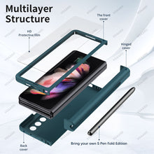 Load image into Gallery viewer, Samsung Galaxy Z Fold4 Hinge Case with Pen Slot Holder Hinge Case with Front Screen Glass Film