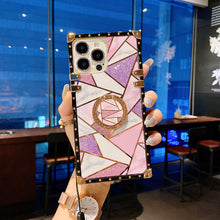 Load image into Gallery viewer, 2021 Luxury Rhombus Pattern Ring Holder Protective Case With Wristband For iPhone & Smasung