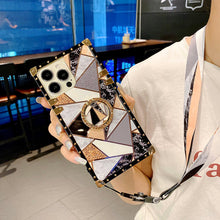 Load image into Gallery viewer, 2021 Luxury Rhombus Pattern Ring Holder Protective Case With Wristband For iPhone & Smasung