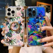 Load image into Gallery viewer, 2021 Luxury Laser Flower Pattern Ring Holder Protective Case For iPhone