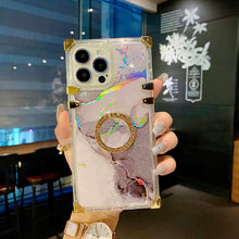 Load image into Gallery viewer, 2021 Luxury Clear Laser Marble Pattern Ring Holder Protective Case For iPhone