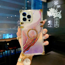Load image into Gallery viewer, 2021 Luxury Clear Laser Marble Pattern Ring Holder Protective Case For iPhone