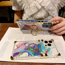 Load image into Gallery viewer, 2021 Luxury Clear Laser Marble Pattern Ring Holder Protective Case For iPhone