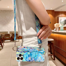 Load image into Gallery viewer, Purple Oil Painting Flower Wristband Holder With Lanyard Samsung Case - mycasety2023 Mycasety