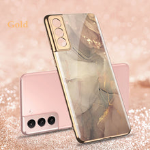 Load image into Gallery viewer, 2021 Luxury Deer Pattern Plating Anti-knock Protection Tempered Glass Case For Samsung S21 S21 Plus S21 Ultra