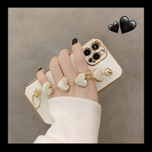 Load image into Gallery viewer, Luxury Plating Heart Fabric Bracelet Hand Holder Cover for iPhone