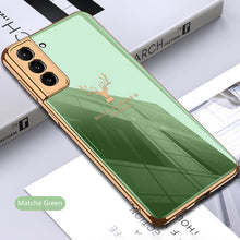 Load image into Gallery viewer, 2021 Luxury Deer Pattern Plating Anti-knock Protection Tempered Glass Case For Samsung S21 S21 Plus S21 Ultra