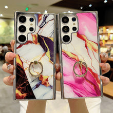 Load image into Gallery viewer, Electroplating Marble Pattern Phone Case With Ring Bracket For Samsung - mycasety2023 Mycasety