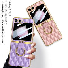 Load image into Gallery viewer, Luxury Leather Electroplating Diamond Protective Cover For Samsung Galaxy Z Flip5 Flip4 Flip3 - mycasety2023 Mycasety