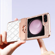 Load image into Gallery viewer, Lyxury Crystal Leather Ring Holder Protective Phone Case For Samsung Galaxy Z Flip 5/4/3 - mycasety2023 Mycasety