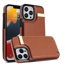 Load image into Gallery viewer, Luxurious Leather Card Holder Anti-fall Protective iPhone Case