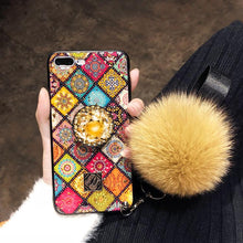 Load image into Gallery viewer, Hair Ball Airbag Bracket Diamond Huawei iPhone Samsung Case