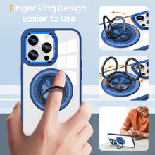 Load image into Gallery viewer, Metal Magnetic Ring Holder Transparent Protective Phone Case For iPhone Support Wireless Charging