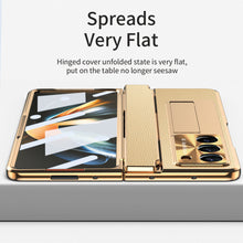 Load image into Gallery viewer, Plating Leather Galaxy Z Fold5 Fold4 Fold3 Case with Front Screen Protector & Flat Hinge Protection & Hidden Stand - mycasety2023 Mycasety