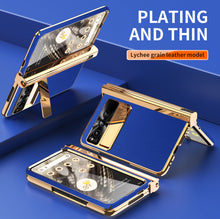 Load image into Gallery viewer, Electroplated Leather Google Pixel Fold Case with Dual Hinge Protective Screen Protector and Hidden Kickstand Pen Slot Free Stylus - mycasety2023 Mycasety