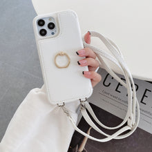 Load image into Gallery viewer, Luxurious Leather Card Holder Anti-fall Protective iPhone Case With Lanyard & Mirror