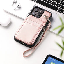 Load image into Gallery viewer, Luxurious Leather Card Holder Anti-fall Protective iPhone Case With Wrist Strap