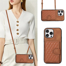 Load image into Gallery viewer, Luxurious Leather Card Holder Anti-fall Protective iPhone Case With Lanyard