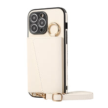Load image into Gallery viewer, Luxurious Leather Card Holder Anti-fall Protective iPhone Case With Lanyard