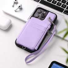 Load image into Gallery viewer, Luxurious Leather Card Holder Anti-fall Protective iPhone Case With Wrist Strap