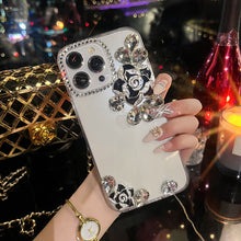 Load image into Gallery viewer, Luxury Camellia Diamond Transparent iPhone case - mycasety2023 Mycasety
