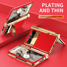 Load image into Gallery viewer, Electroplated Leather Google Pixel Fold Case with Dual Hinge Protective Screen Protector and Hidden Kickstand Pen Slot Free Stylus - mycasety2023 Mycasety