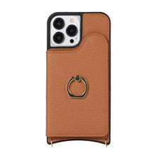 Load image into Gallery viewer, Luxurious Leather Card Holder Anti-fall Protective iPhone Case With Lanyard