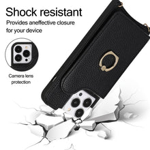 Load image into Gallery viewer, Luxurious Leather Card Holder Anti-fall Protective iPhone Case With Lanyard