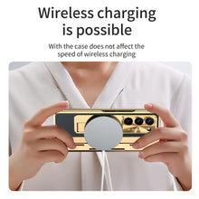 Load image into Gallery viewer, Plating Galaxy Z Fold5 Leather Case with Front Screen Protector & Flat Hinge & Pen Slot With Stylus - mycasety2023 Mycasety