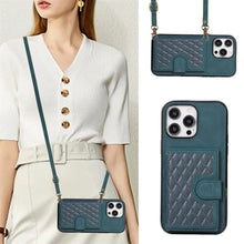 Load image into Gallery viewer, Luxurious Leather Card Holder Anti-fall Protective iPhone Case With Lanyard