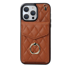 Load image into Gallery viewer, Luxurious Leather Card Holder Anti-fall Protective iPhone Case With Lanyard