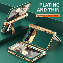 Load image into Gallery viewer, Electroplated Leather Google Pixel Fold Case with Dual Hinge Protective Screen Protector and Hidden Kickstand Pen Slot Free Stylus - mycasety2023 Mycasety