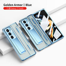 Load image into Gallery viewer, Plated Transparent Galaxy Z Fold5 Fold4 Fold3 Case with Front Screen Protector & Flat Hinge Protection & Kick-Stand - mycasety2023 Mycasety