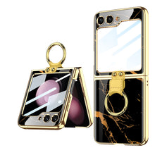 Load image into Gallery viewer, Electroplating Ring Holder Drop-proof Phone Case With Back Screen Protector For Samsung Galaxy Z Flip5 Flip4 Flip3 - mycasety2023 Mycasety