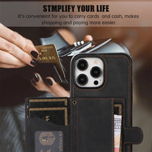 Load image into Gallery viewer, Luxurious Leather Card Holder Anti-fall Protective iPhone Case With Lanyard