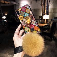 Load image into Gallery viewer, Hair Ball Airbag Bracket Diamond iPhone Case