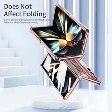 Load image into Gallery viewer, Electroplated Clear PC Galaxy Z Fold5 Fold4 Fold3 Case with Front Screen Protector & Flat Hinge & Hidden Stand And Pen Slot and Free Stylus - mycasety2023 Mycasety