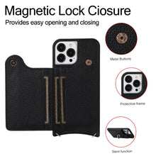 Load image into Gallery viewer, Luxurious Leather Card Holder Anti-fall Protective iPhone Case With Lanyard