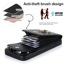 Load image into Gallery viewer, Luxurious Leather Card Holder Anti-fall Protective iPhone Case With Wrist Strap