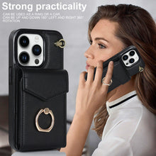 Load image into Gallery viewer, Luxurious Leather Card Holder Anti-fall Protective iPhone Case With Wrist Strap