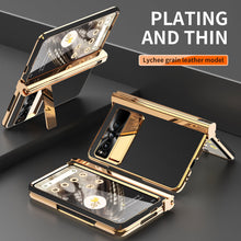 Load image into Gallery viewer, Electroplated Leather Google Pixel Fold Case with Dual Hinge Protective Screen Protector and Hidden Kickstand Pen Slot Free Stylus - mycasety2023 Mycasety